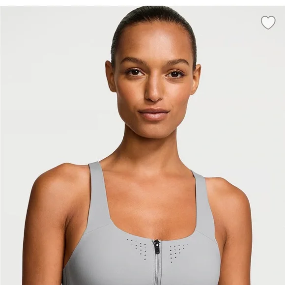Victoria's Secret Light Gray Zip-Front Sports Bra - Picture 3 of 8